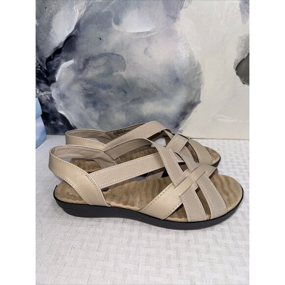 Easy Street Comfort Wave Janice Size 9 W Womens Slip On Sandal Natural Gore - Picture 4 of 11